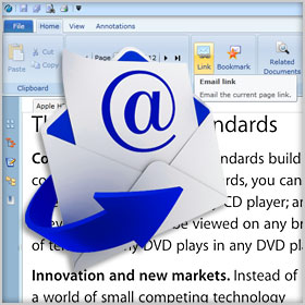 Email document link and bookmark page link