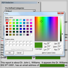 Set and Change Color of Redacted Text
